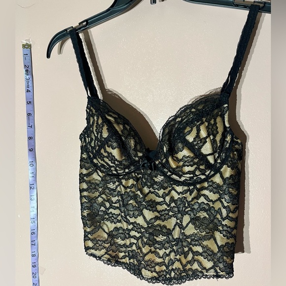 Cacique Black Lace Dark Romantic Bustier Bra Lingerie Longline Bra Size 34B - Picture 1 of 6